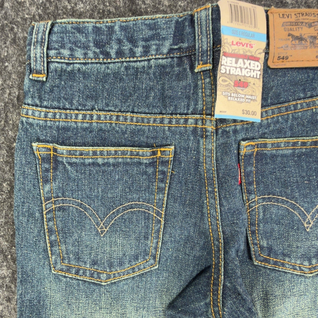 Levis Y2K 549 Relaxed Straight Shorts Boys 6 Blue Ramie Cotton NWT