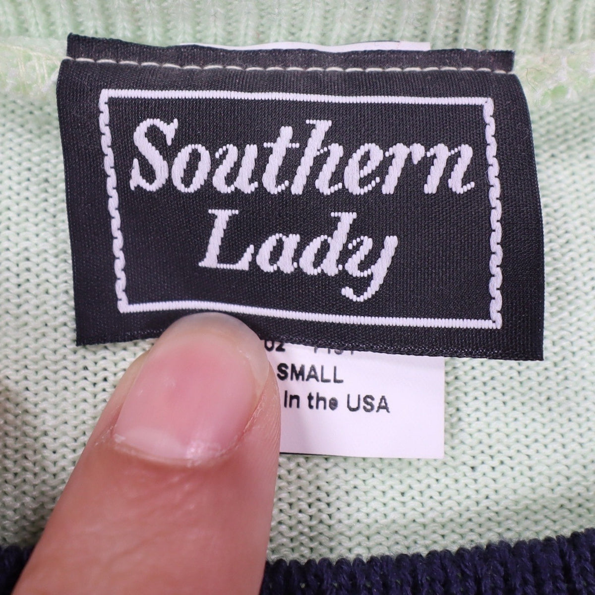 Southern Lady Short Sleeve Sweater Womens Small Vintage Bonsai Green Knit USA