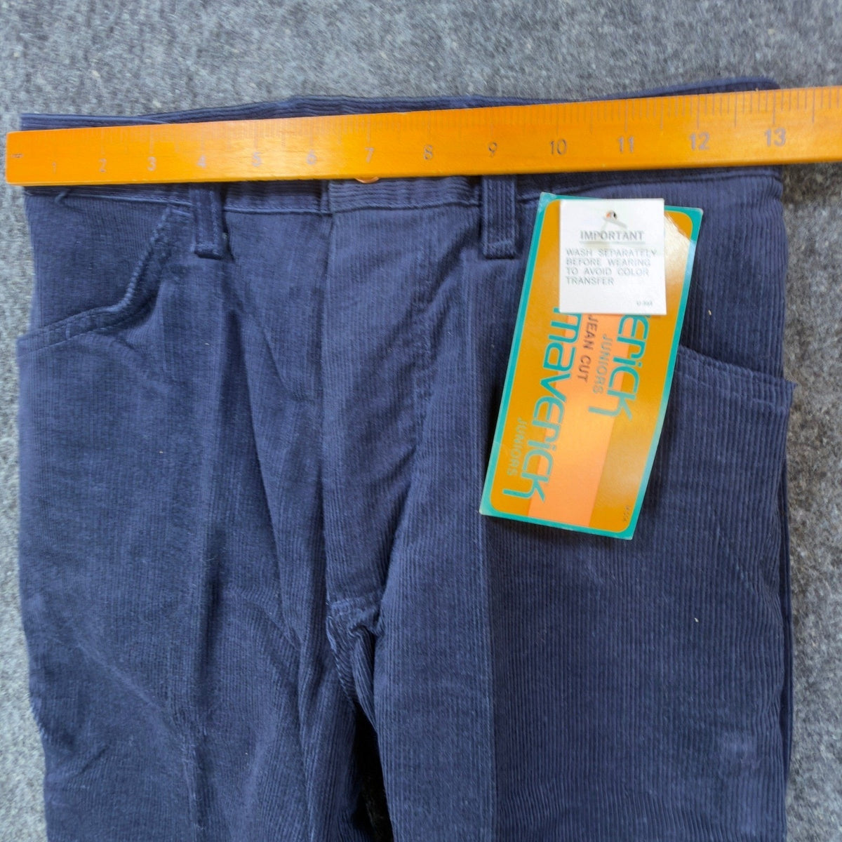 Maverick Vintage 70s Corduroy Flare Pants Juniors 9 Navy Blue NWT Deadstock USA - take2supply