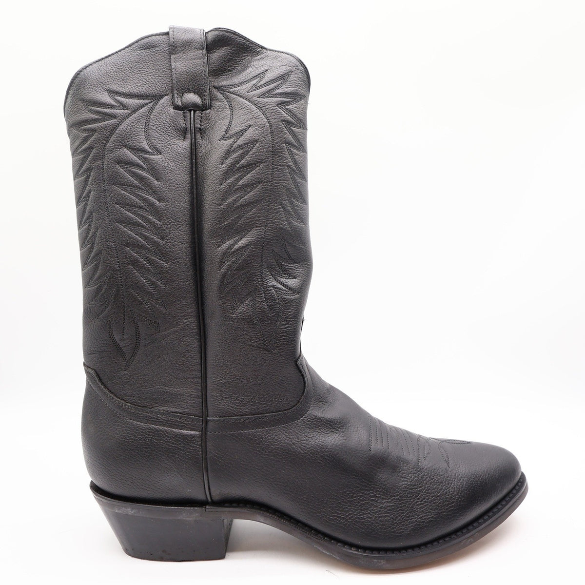 Diamond J Western Cowboy Boots Mens 11 Black Deertan Leather Excellent
