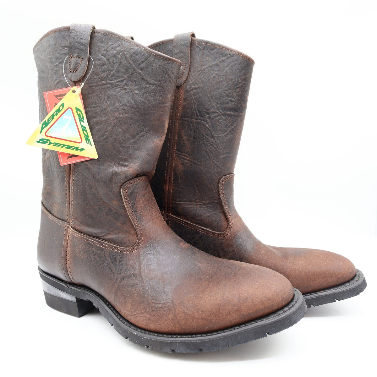 Double-H Aero-Glide 7 System Boots Mens 12 D Brown Leather NWT Vintage Style