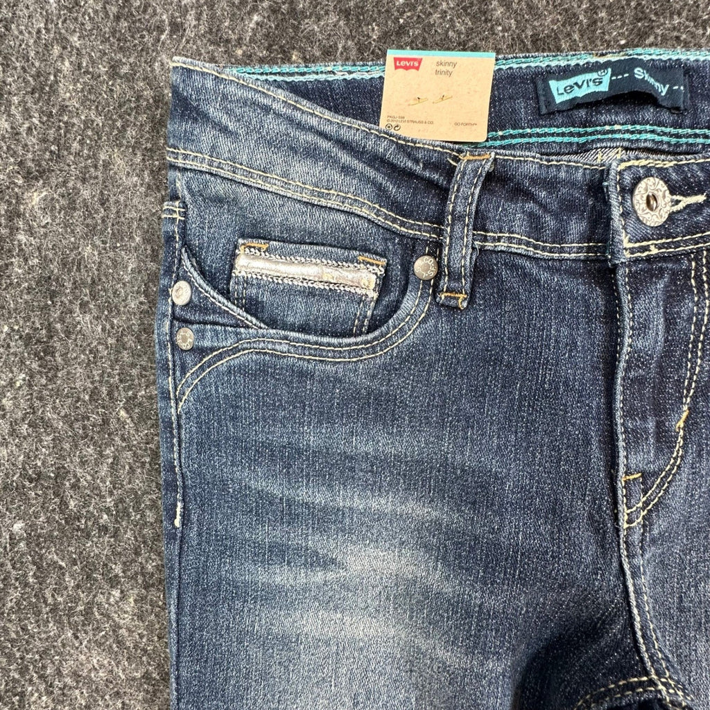 Levi's Skinny Jeans Girls 10 Blue Denim Stretch Adjustable Waist Ramie NWT