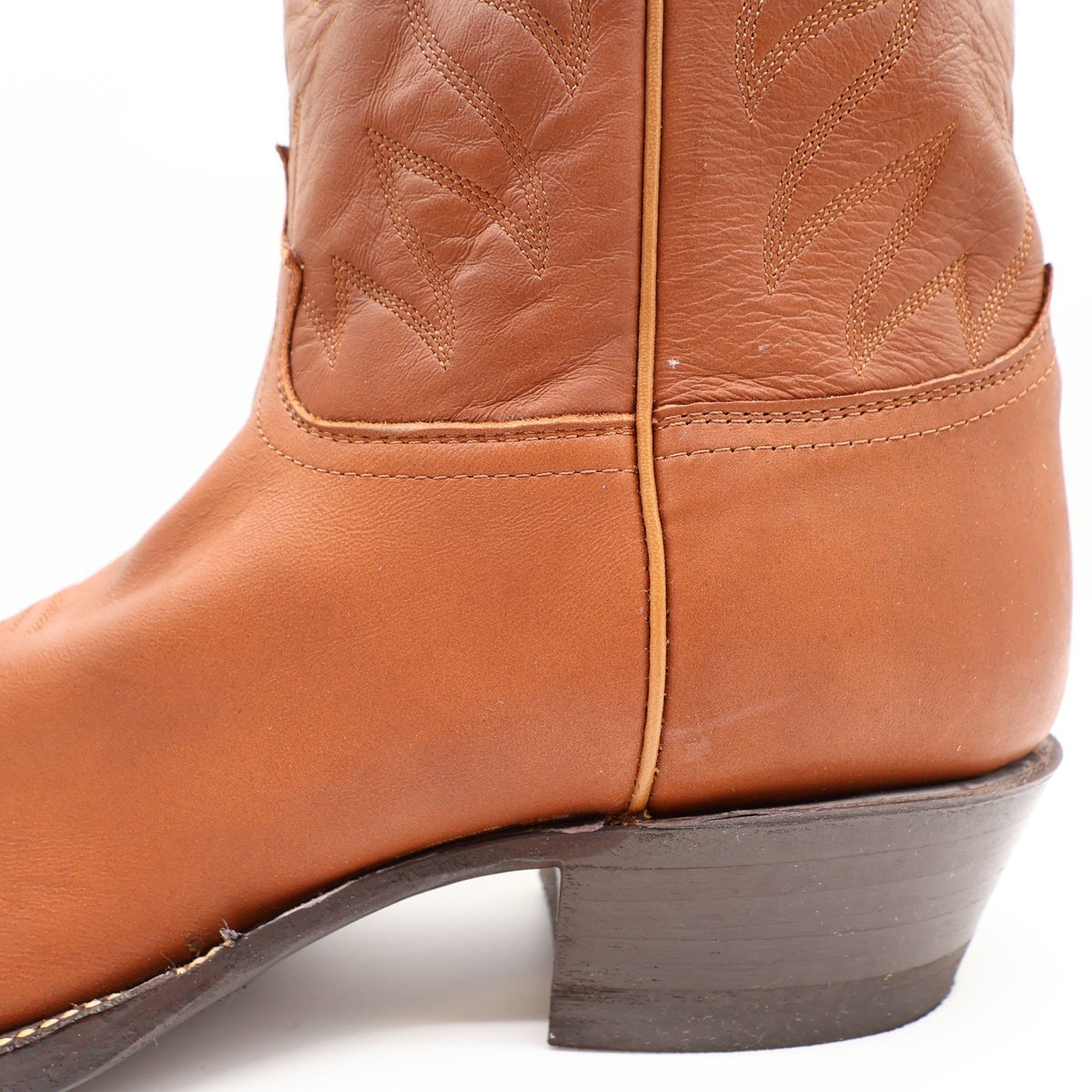 Justin Cowboy Boots Mens 12 D Cognac Ranch Calf Leather Western Deadstock 1026