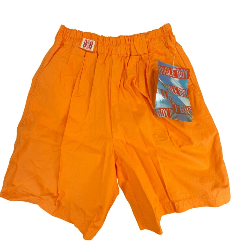 Bugle Boy Vintage 90s Shorts Boys 9 Neon Orange Cotton Elastic Waist NOS - take2supply