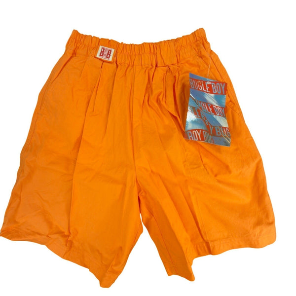 Bugle Boy Vintage 90s Shorts Boys 9 Neon Orange Cotton Elastic Waist NOS - take2supply