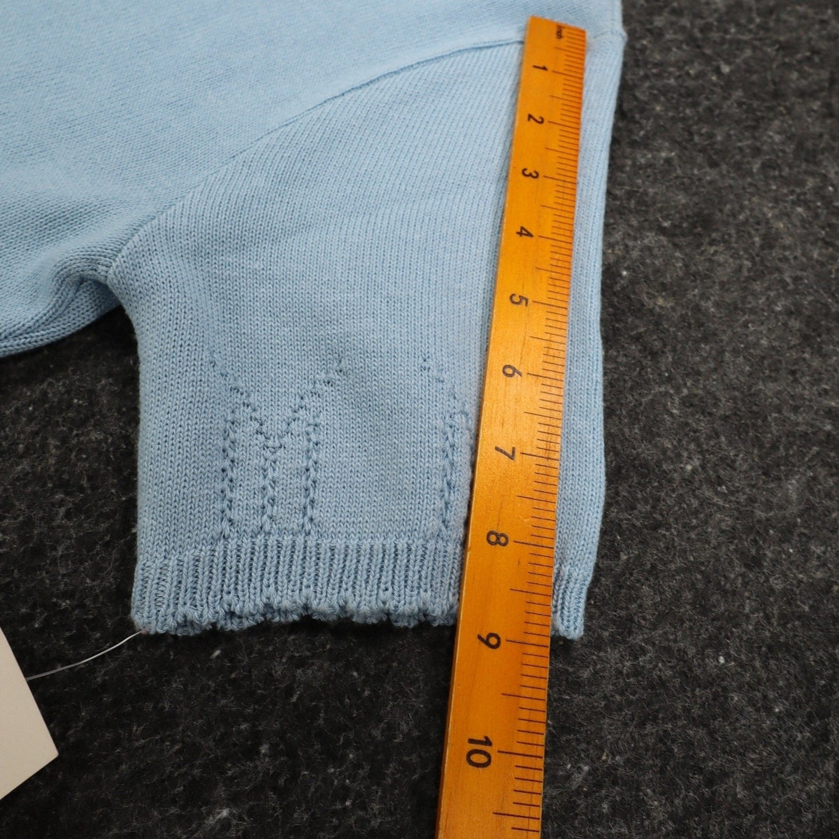 Nikki Short Sleeve Sweater Womens Small Petite Vintage 90s Dove Blue Pointelle