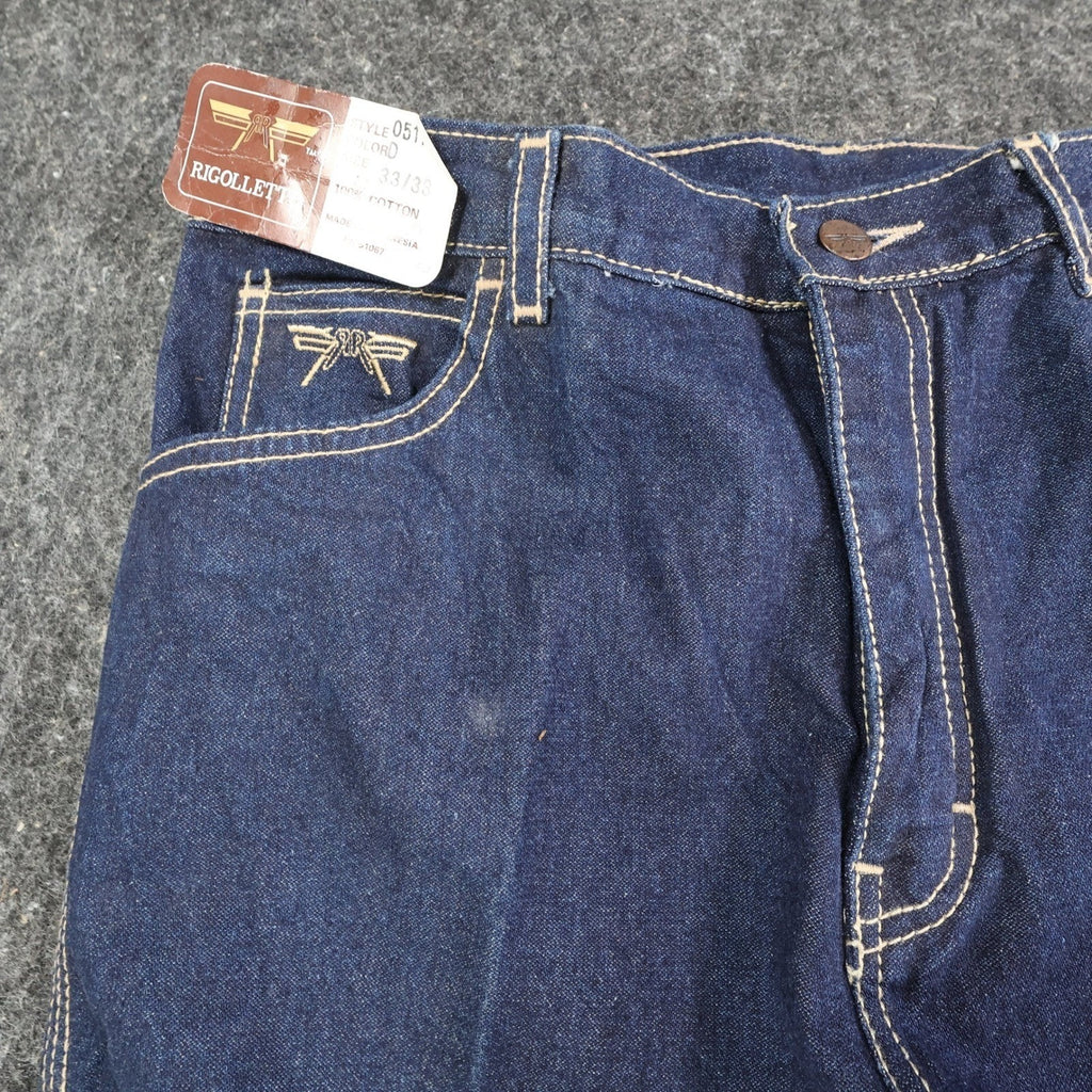 Rigolletto Vintage 70s Flare Jeans Mens 33x33 Blue Cotton Denim NOS NWT - take2supply