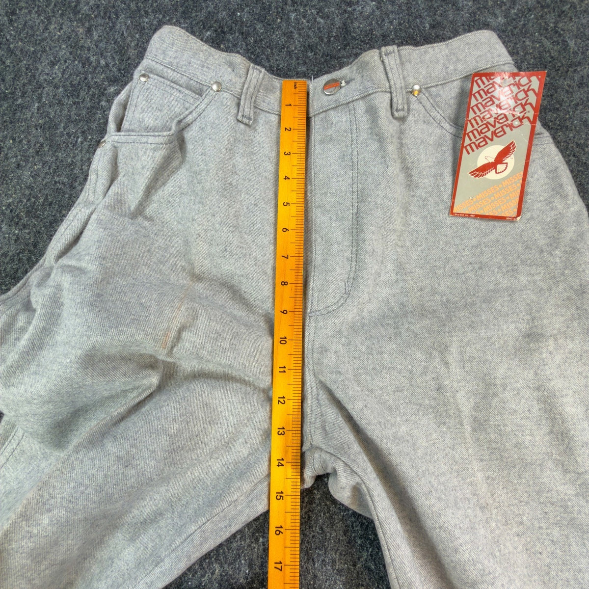 Maverick Pants Misses 14 Vintage 80s Gray Cotton Straight Leg Made in USA NWT