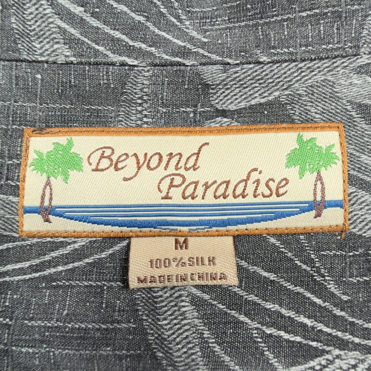 Beyond Paradise Hawaiian Shirt Mens Medium Charcoal Silk NWT