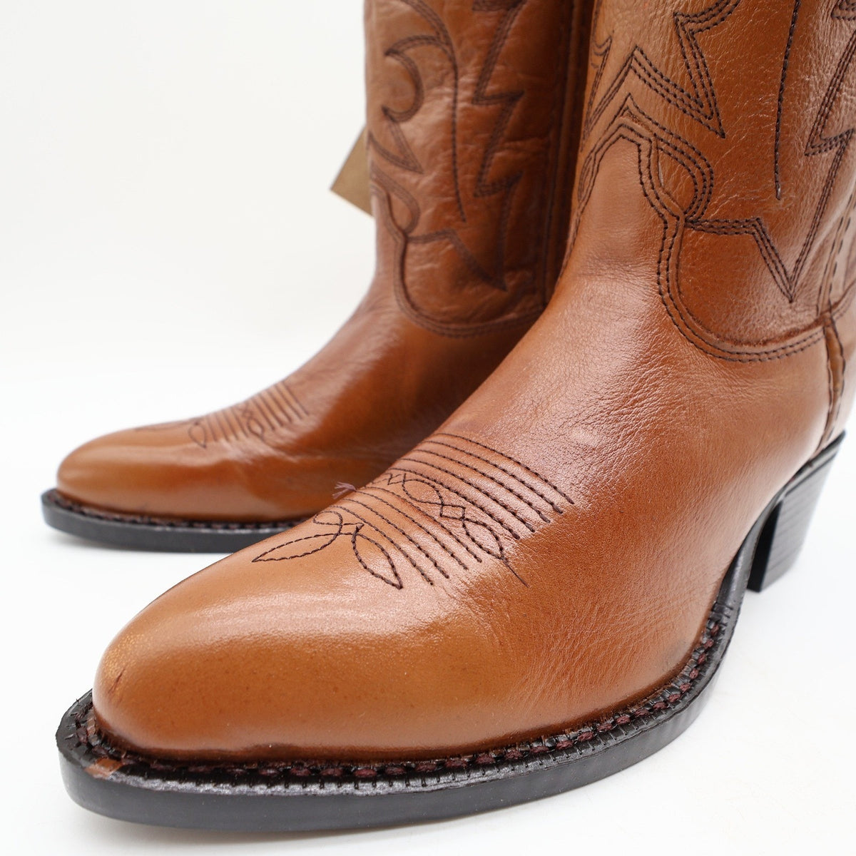 Vintage Laredo 28-2215 Brown Leather J Toe Western Boots Kids 2.5 NWT Deadstock