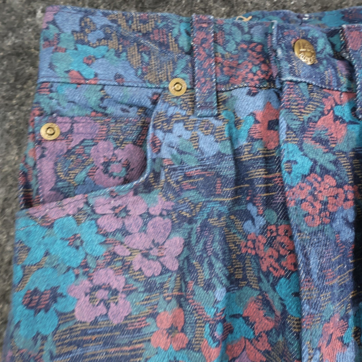 Lee Vintage 90s Floral Jeans Girls 14 Slim Blue USA Made NOS NWT 24.5 Waist - take2supply