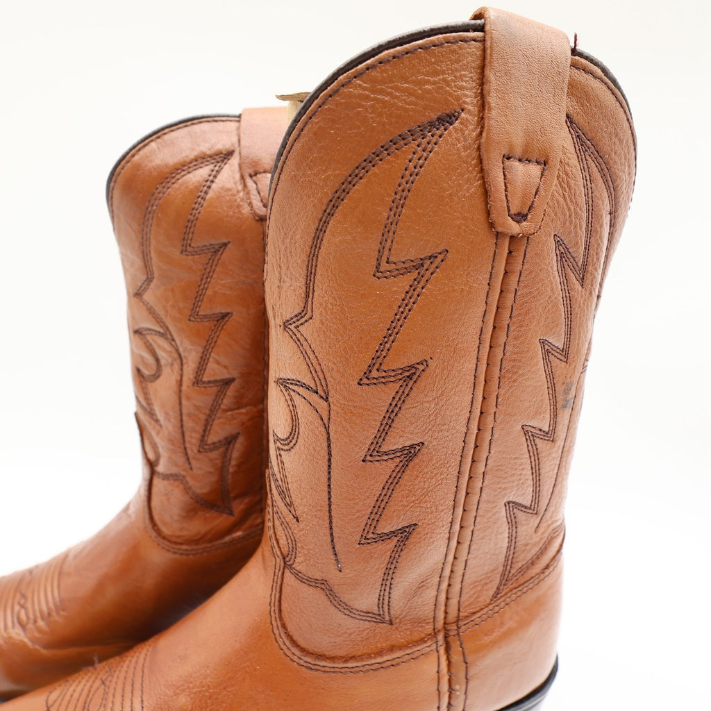 Vintage Laredo 28-2215 Brown Leather J Toe Western Boots Kids 2.5 NWT Deadstock