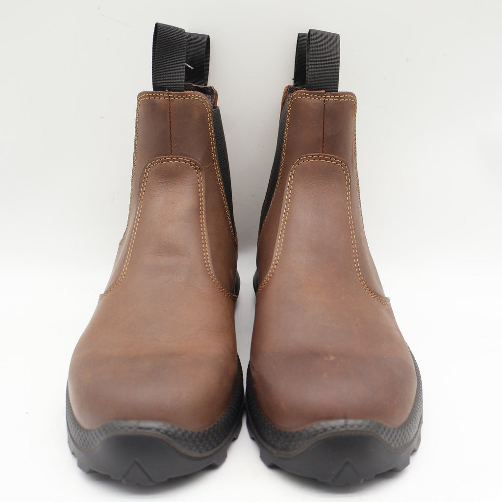 Grisport Cardigan Safety Boots Mens Size 9 Brown Leather Italian Chelsea Pull On