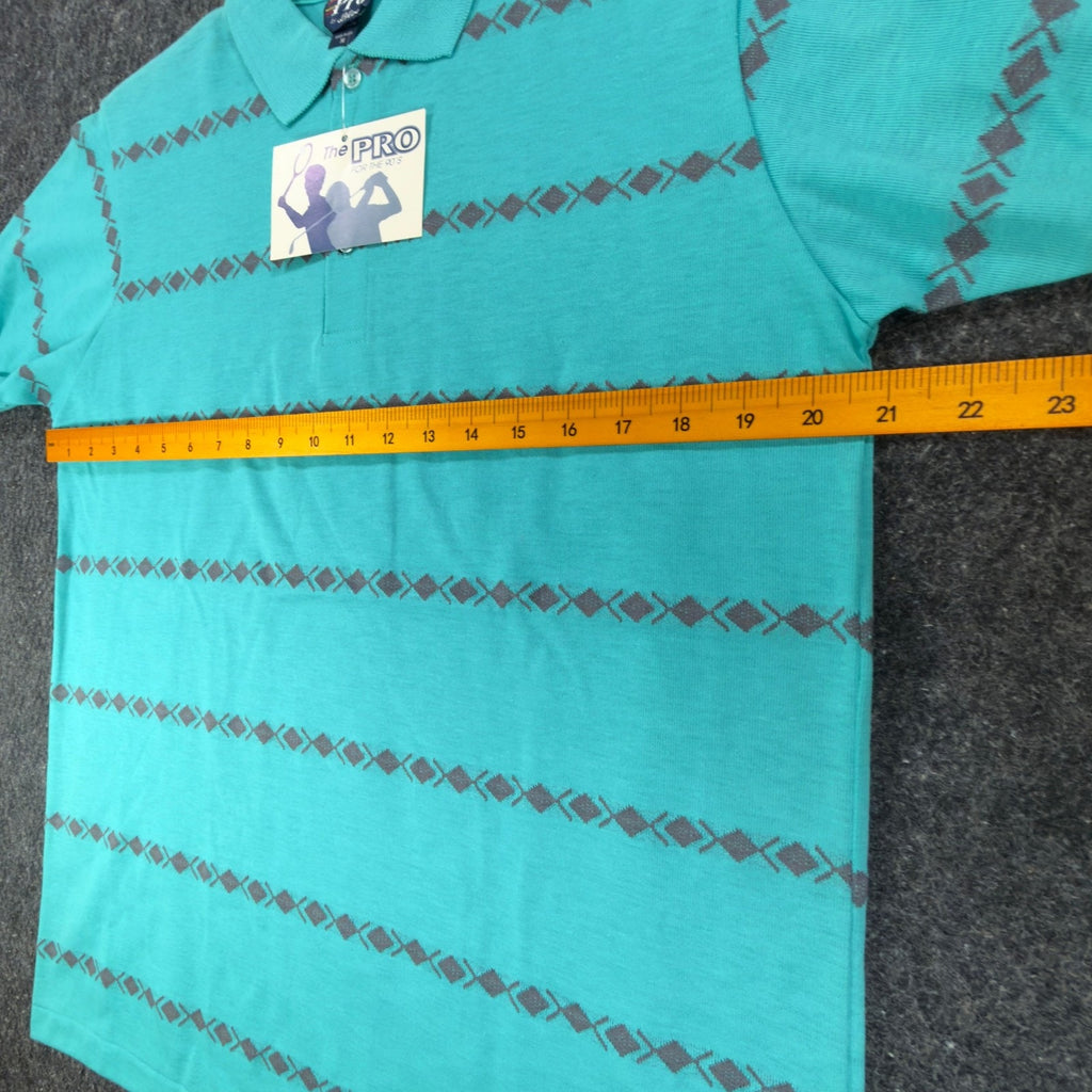 The Pro Black Watch Men's Medium Polo Shirt Turquoise Made in USA