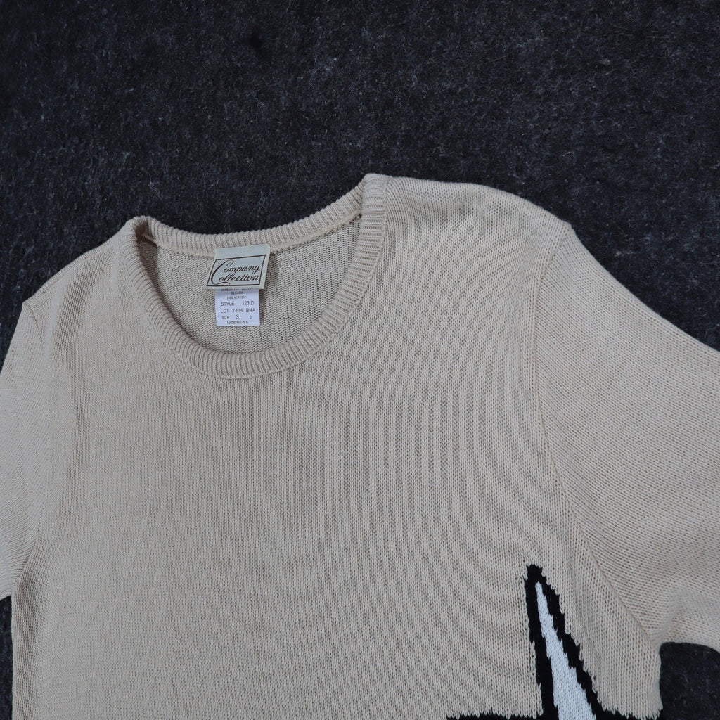 Company Collection Knit Top Womens Small Vintage 90s Tan Seashell Starfish USA
