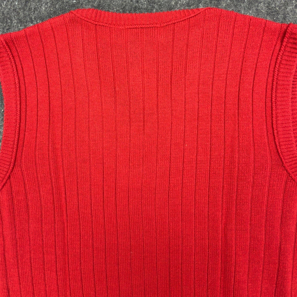 D'Avila Vintage Sweater Vest Mens XL Red Acrylic V-Neck Ribbed Knit NWT - take2supply