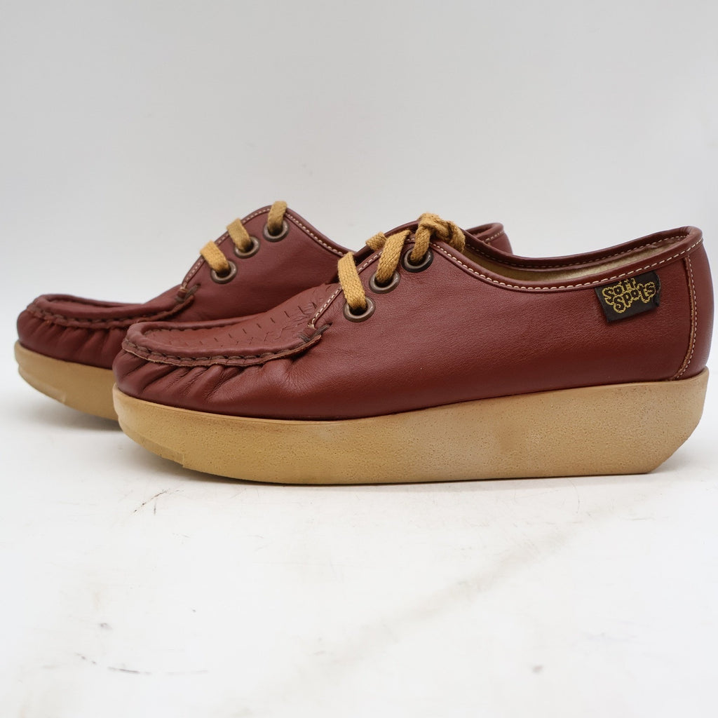 Vintage Soft Spots Cream Puffs Brown Leather Platform Moccasins Women's 5.5M USA Deadstock