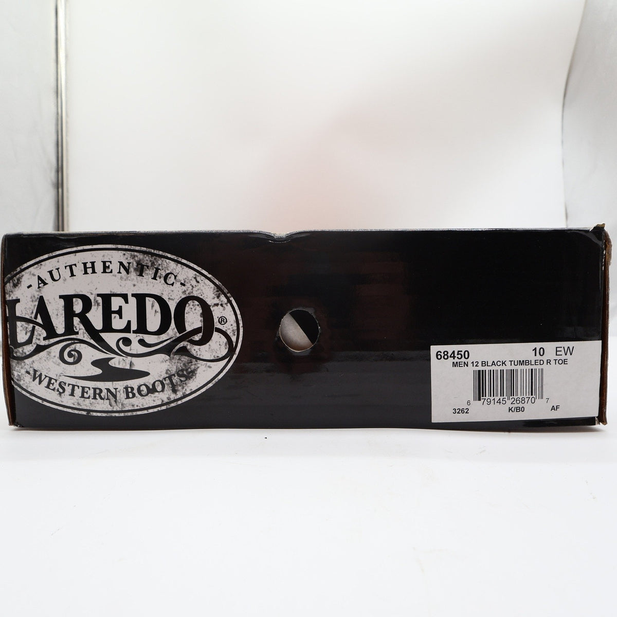 Laredo 68450 Black Tumbled Leather R Toe Western Boots Men's 10 EW Wide NWT