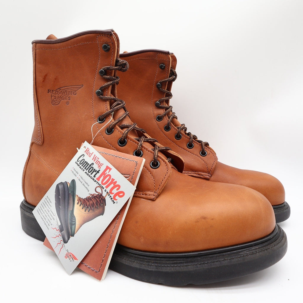 Red Wing 942 Comfort Force Boots Mens 9.5 D Tan Leather Deadstock NWT USA Made