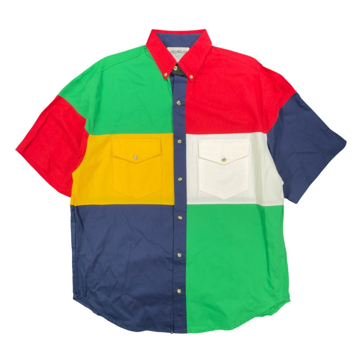 Vintage 90s San Angelo Colorblock Button-Down Shirt Men's Large NWT Deadstock