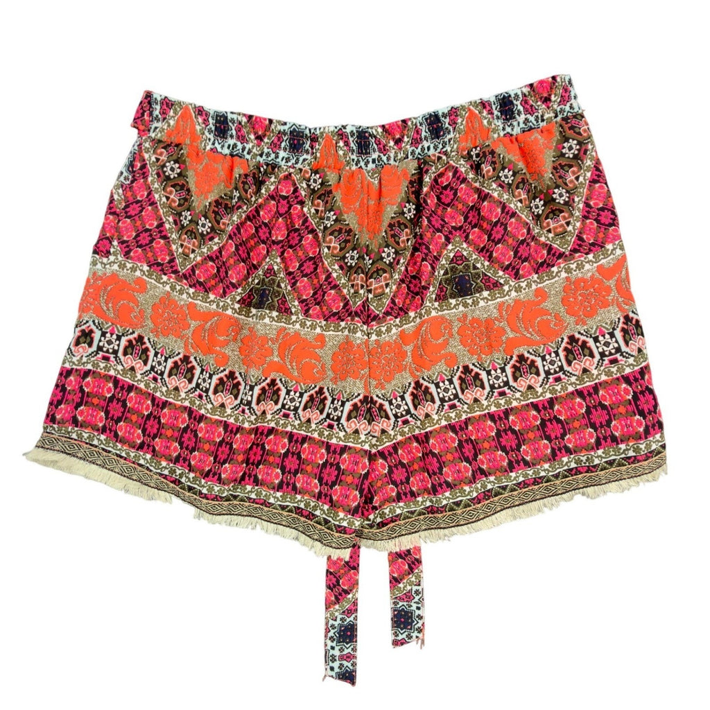 My Michelle Modern Indies Rock Paisley Shorts Juniors L Pink Orange NWT