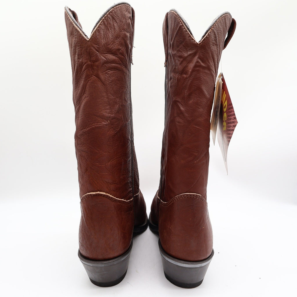 Double-H Vintage 80s Western Boots Mens 9 D Brown Leather Cowboy 5510 USA NIB