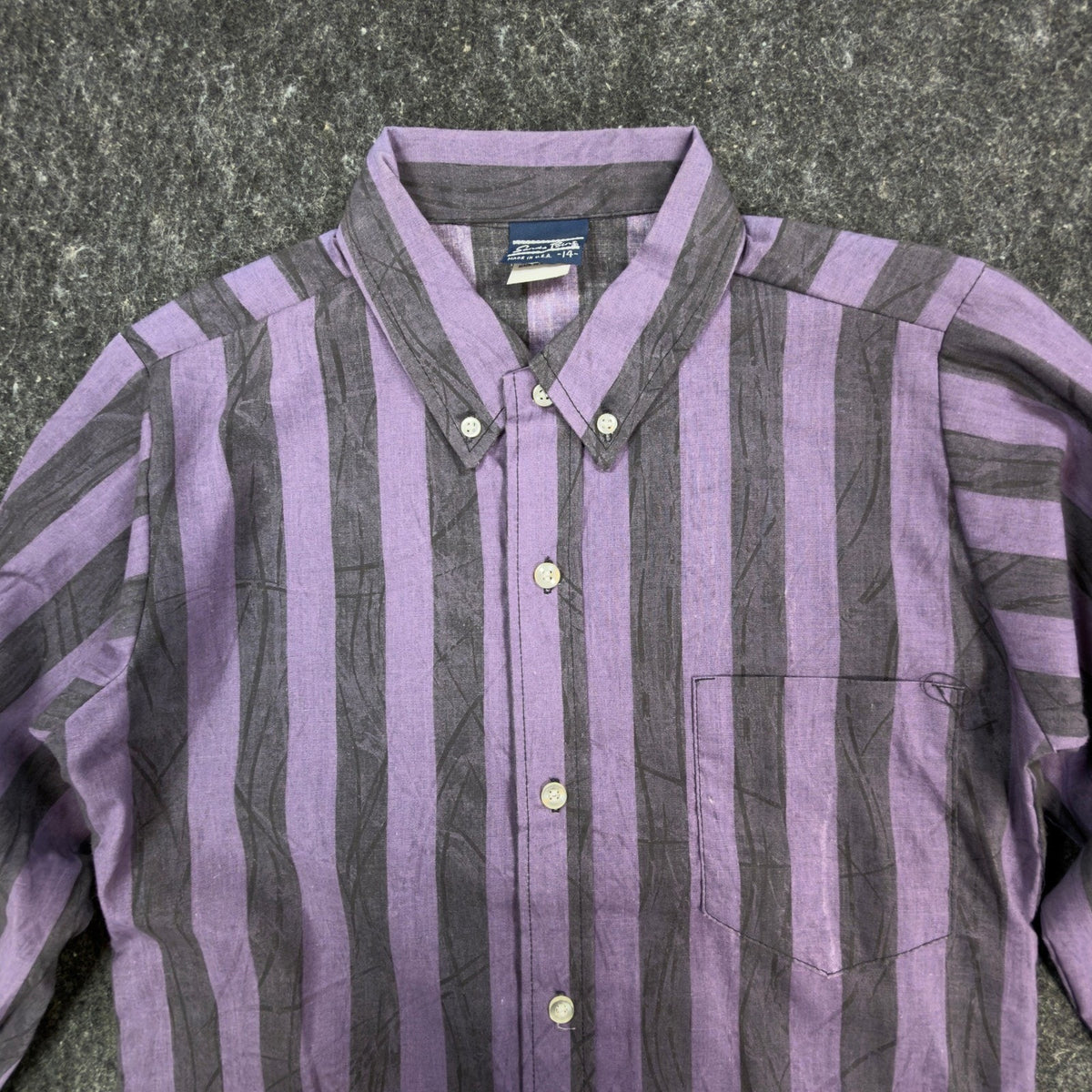 Sands Point Vintage 80s Shirt Boys 14 Purple Grey Striped USA