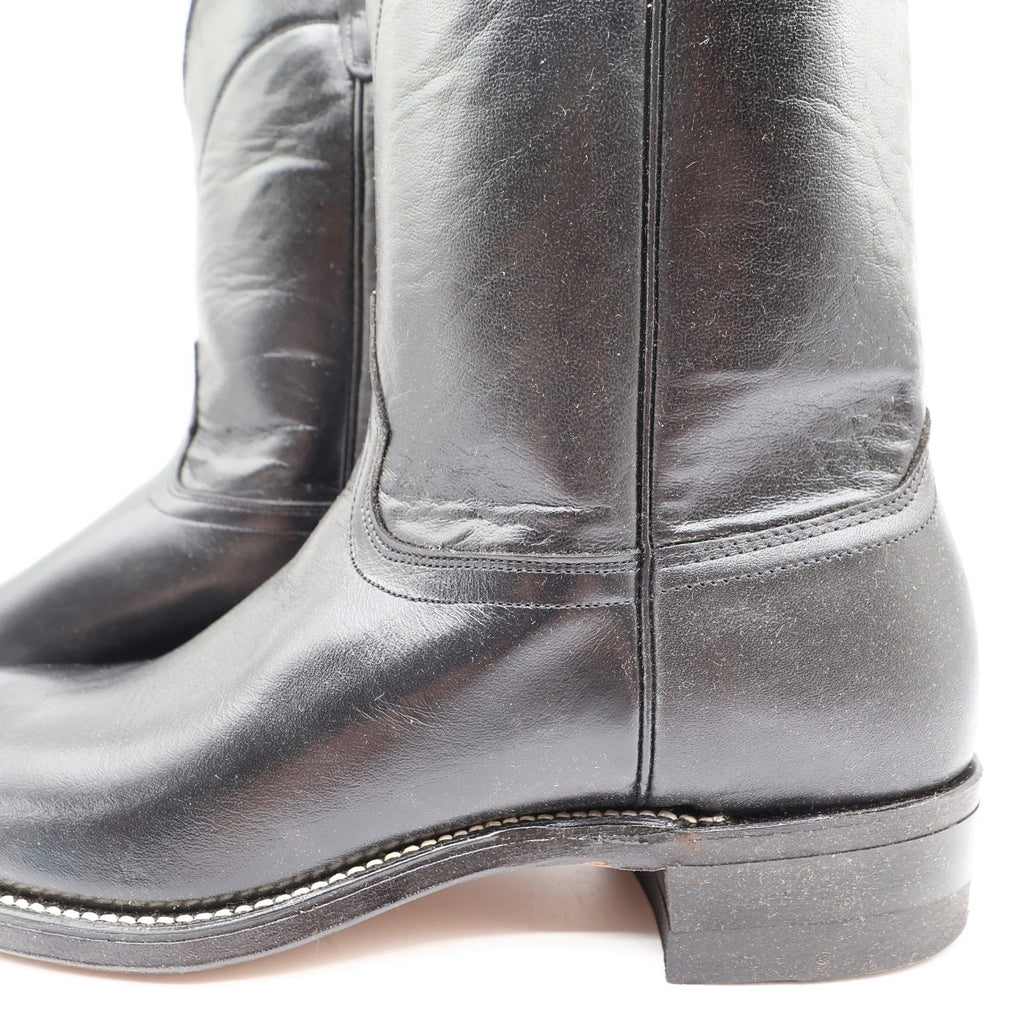 Walker Vintage Roper Cowboy Boots Mens 10 Black Leather New Made in USA 1218