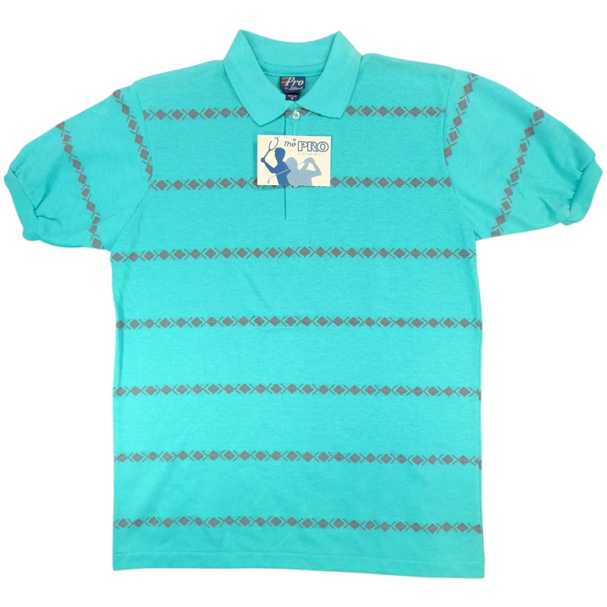The Pro Black Watch Men's Medium Polo Shirt Turquoise Made in USA