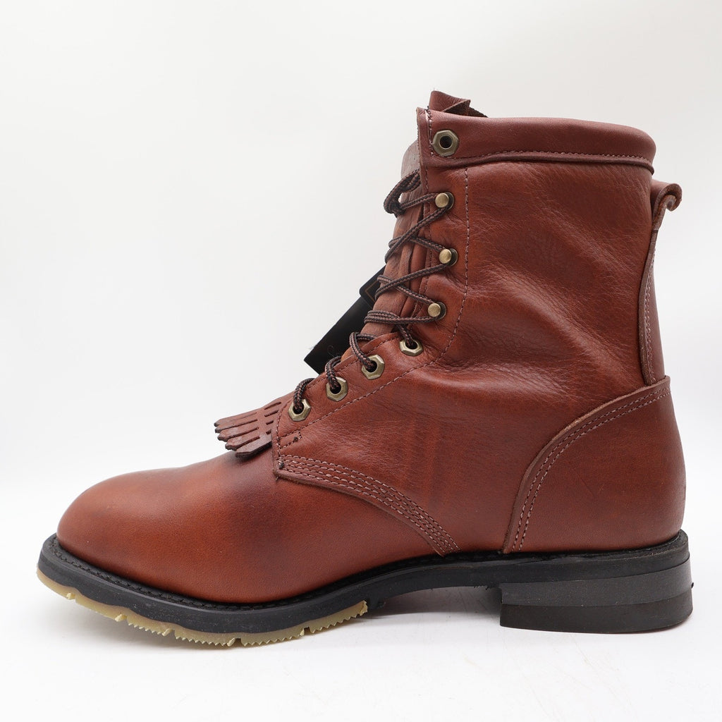 Double-H Mens 10 D Leather Packer Work Boots USA 9790 Brown Lace Up Kiltie New