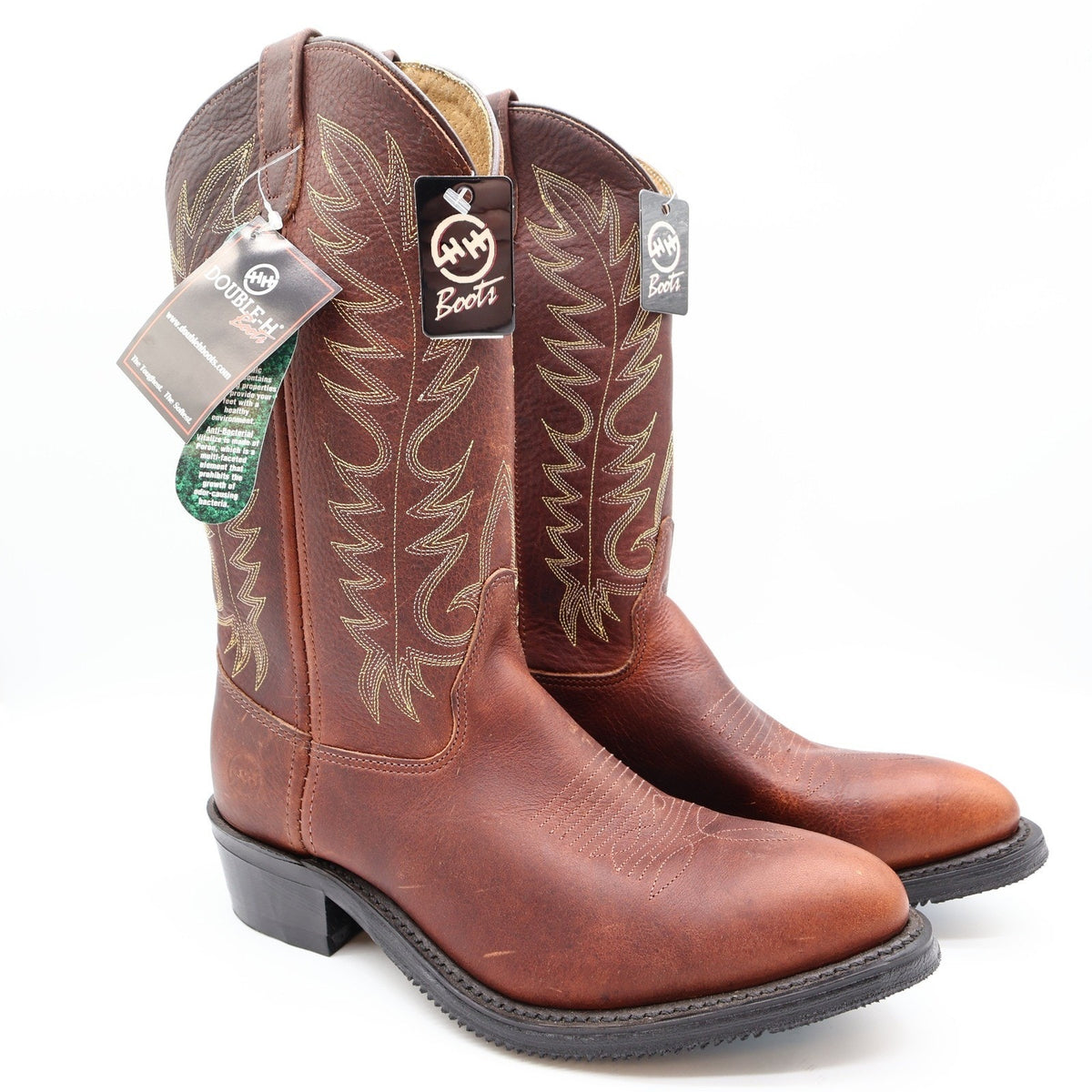 Double-H 3269 12" Work Western Boots Mens 8.5 D Black Walnut Leather NWT - take2supply