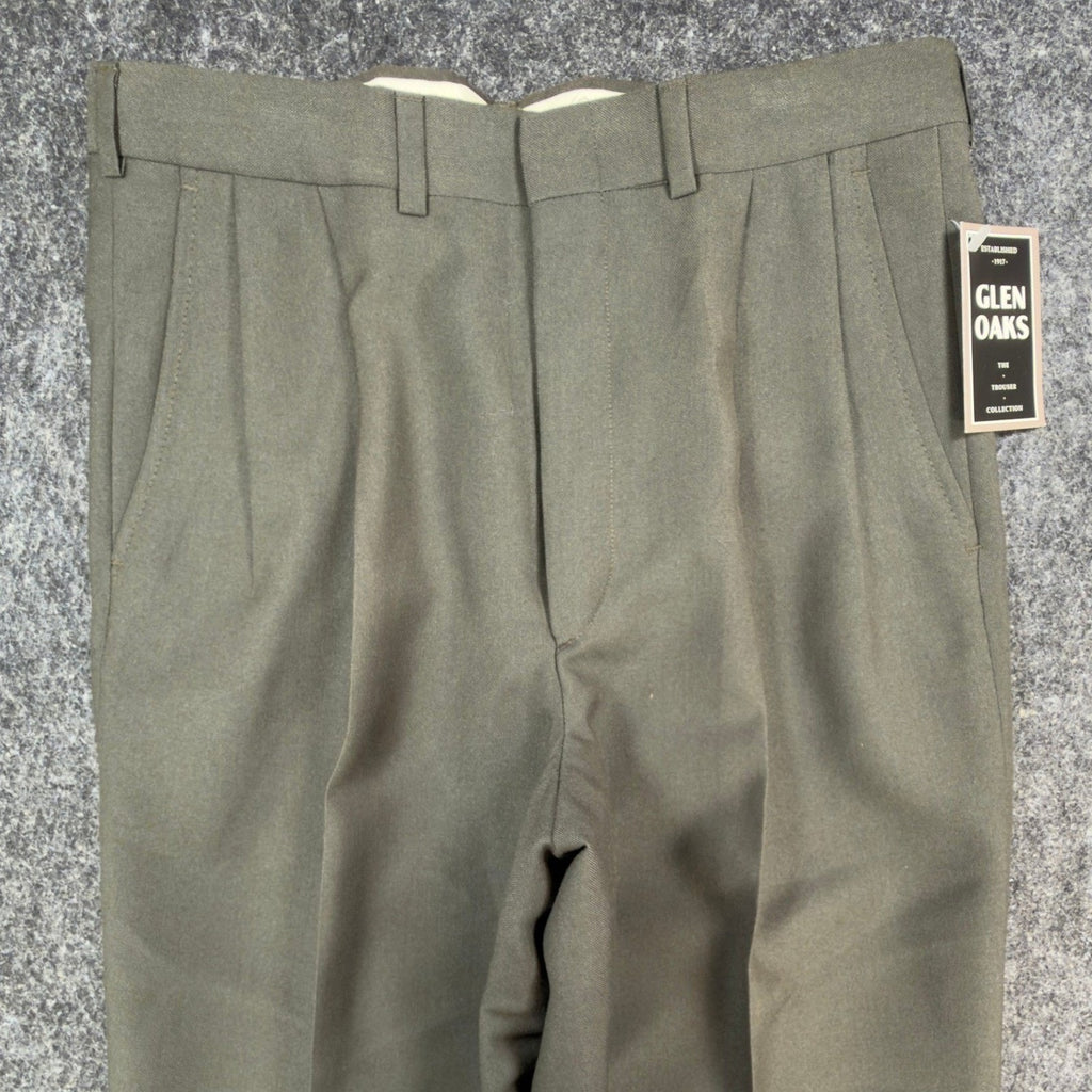 Glen Oaks Vintage 90s Dress Pants Mens 32x32 Olive Pleated Wool Blend NWT
