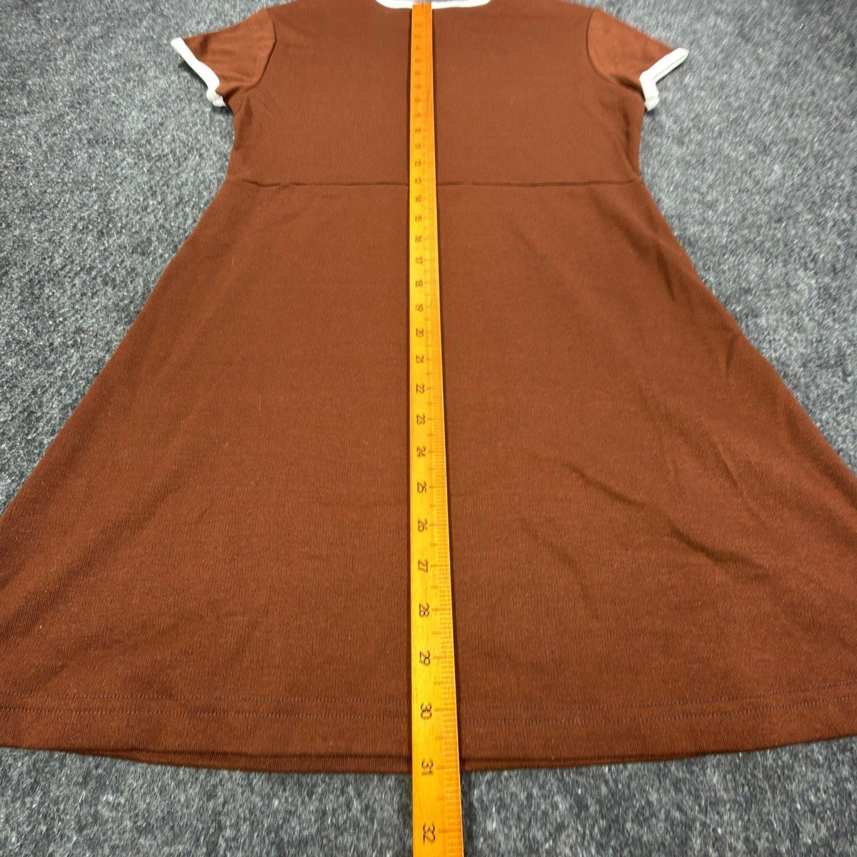 Angel Jones Vintage 70s Ringer Mini Dress Womens Large Brown Acrylic New - take2supply