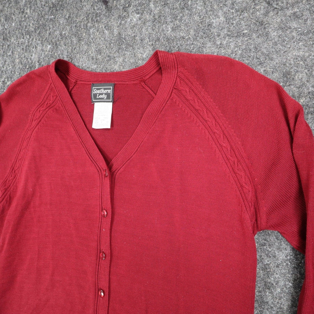 Southern Lady Cardigan Sweater Womens Small Vintage 90s Wine Red Acrylic 1W57