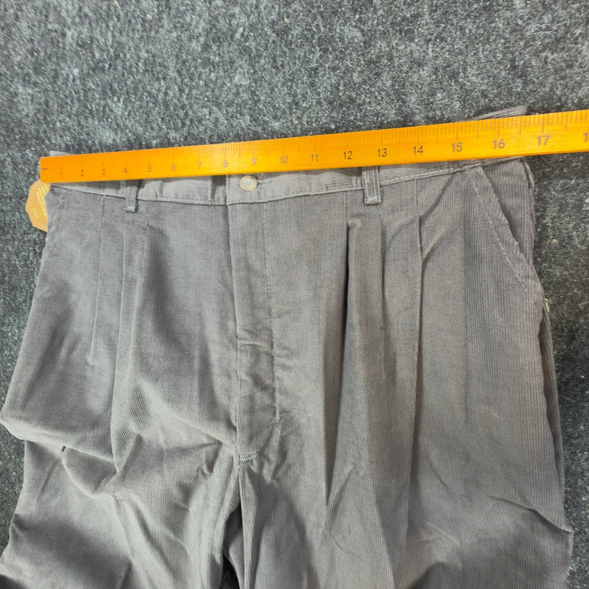 Lee Casuals Triple Pleat Pants Misses 18 Vintage Gray Corduroy Tapered USA NWT - take2supply