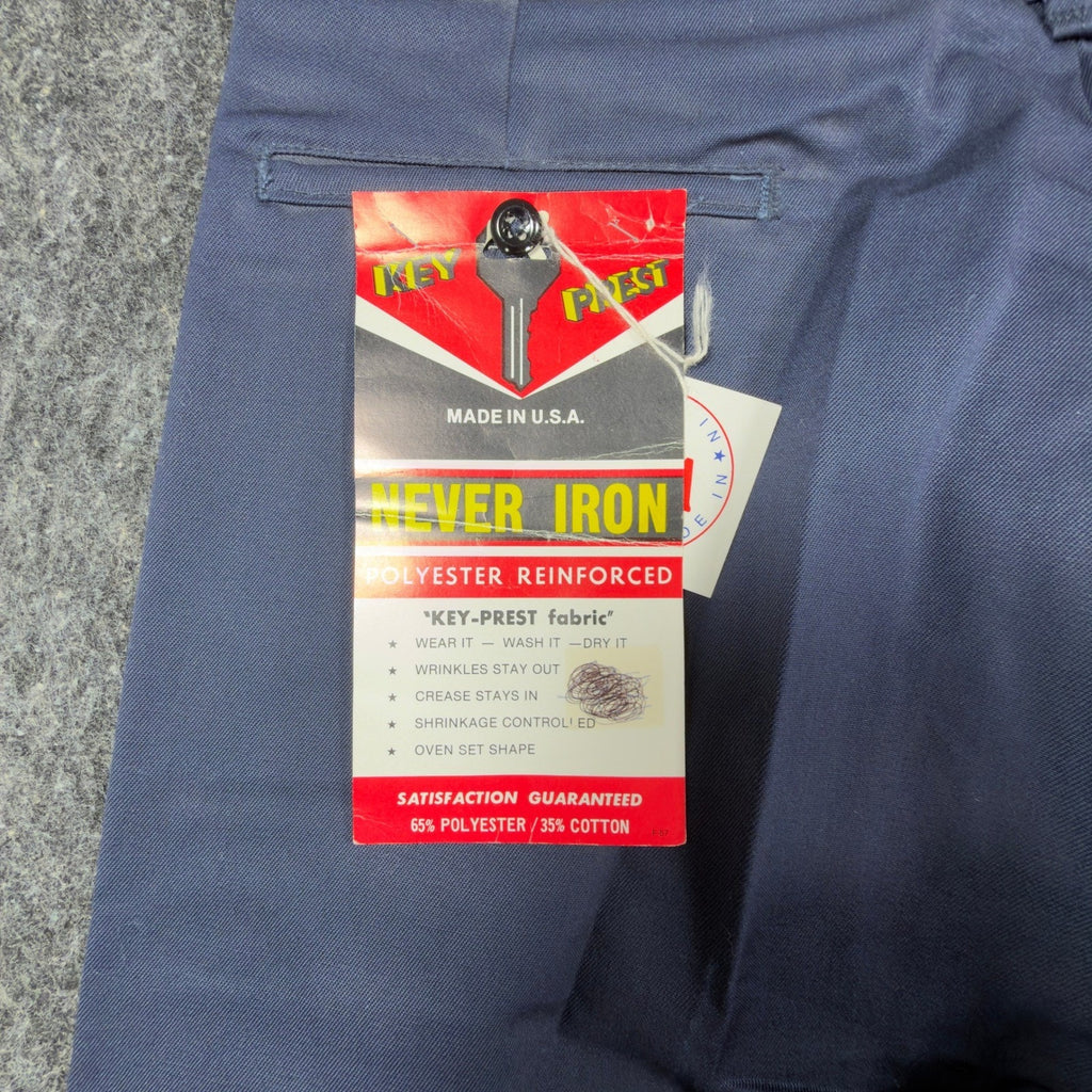 Key Imperial Vintage 70s Pants Mens 34x36 Navy Blue Deadstock 661.41N NEW