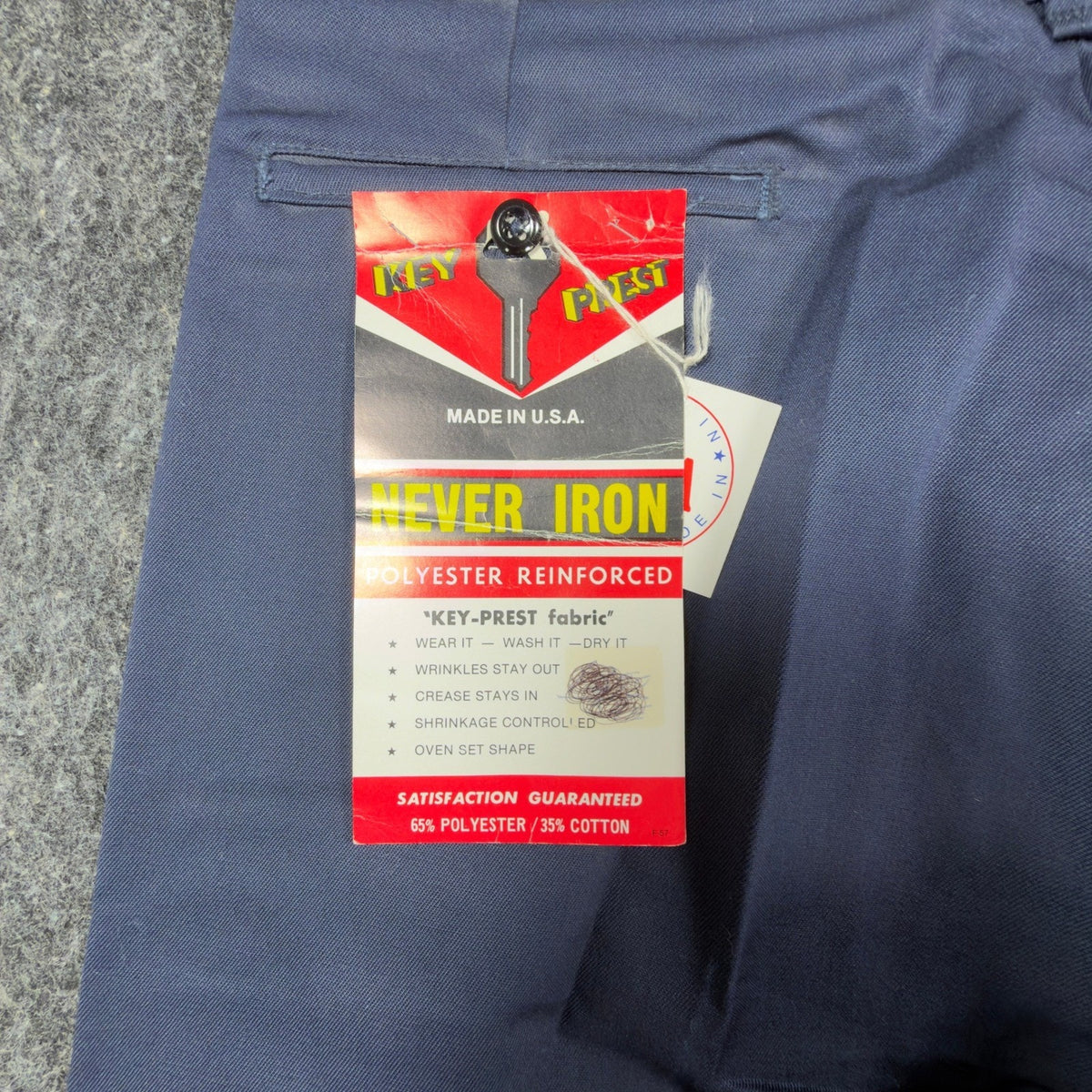 Key Imperial Vintage 70s Pants Mens 34x36 Navy Blue Deadstock 661.41N NEW