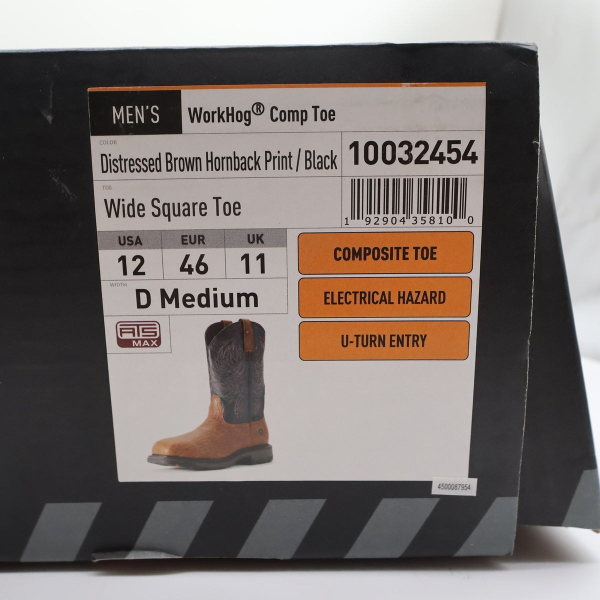 Ariat WorkHog Comp Toe Boots Mens 12 Distressed Brown Hornback Leather NIB