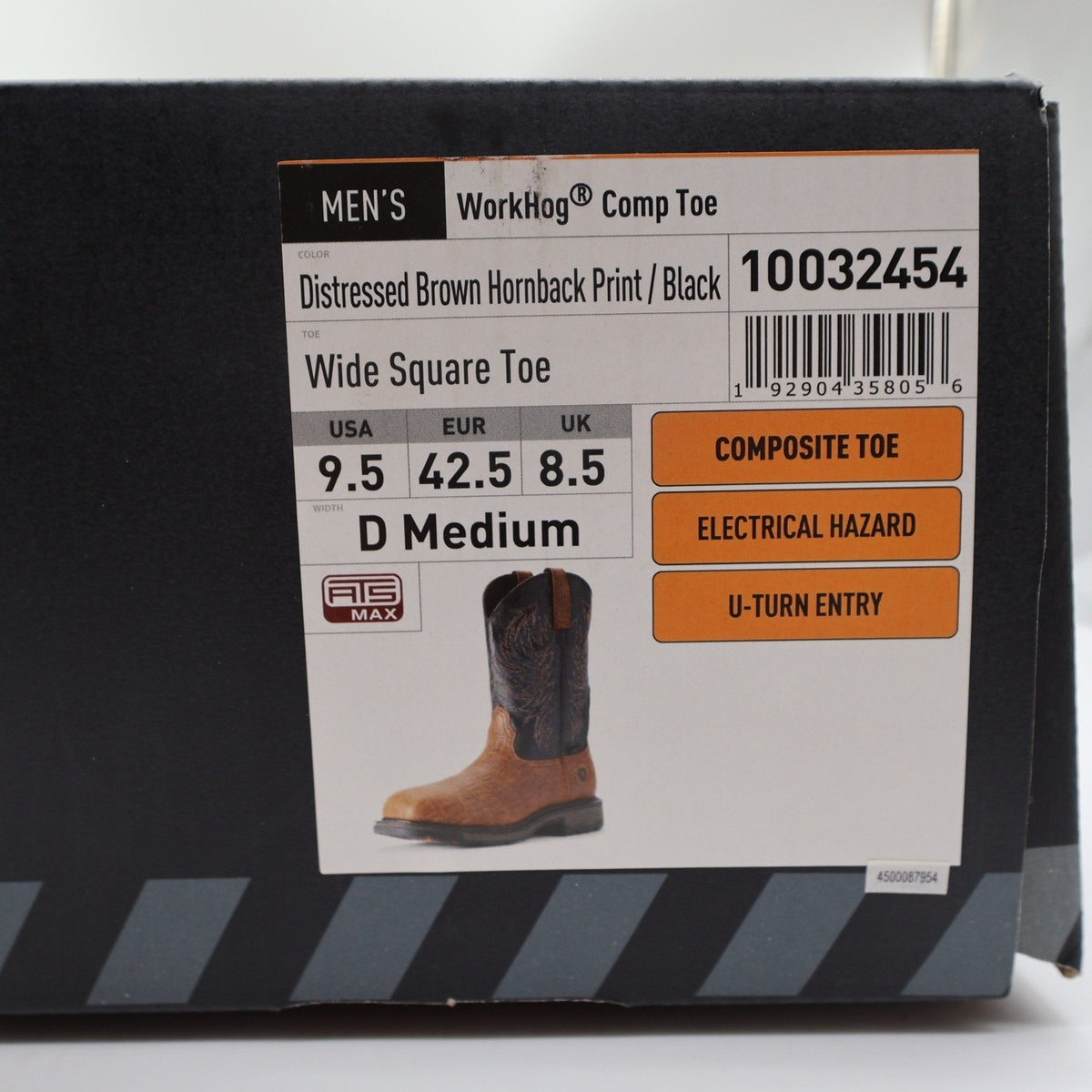 Ariat WorkHog Comp Toe Boots Mens 9.5 Brown Hornback Print NIB 10032454