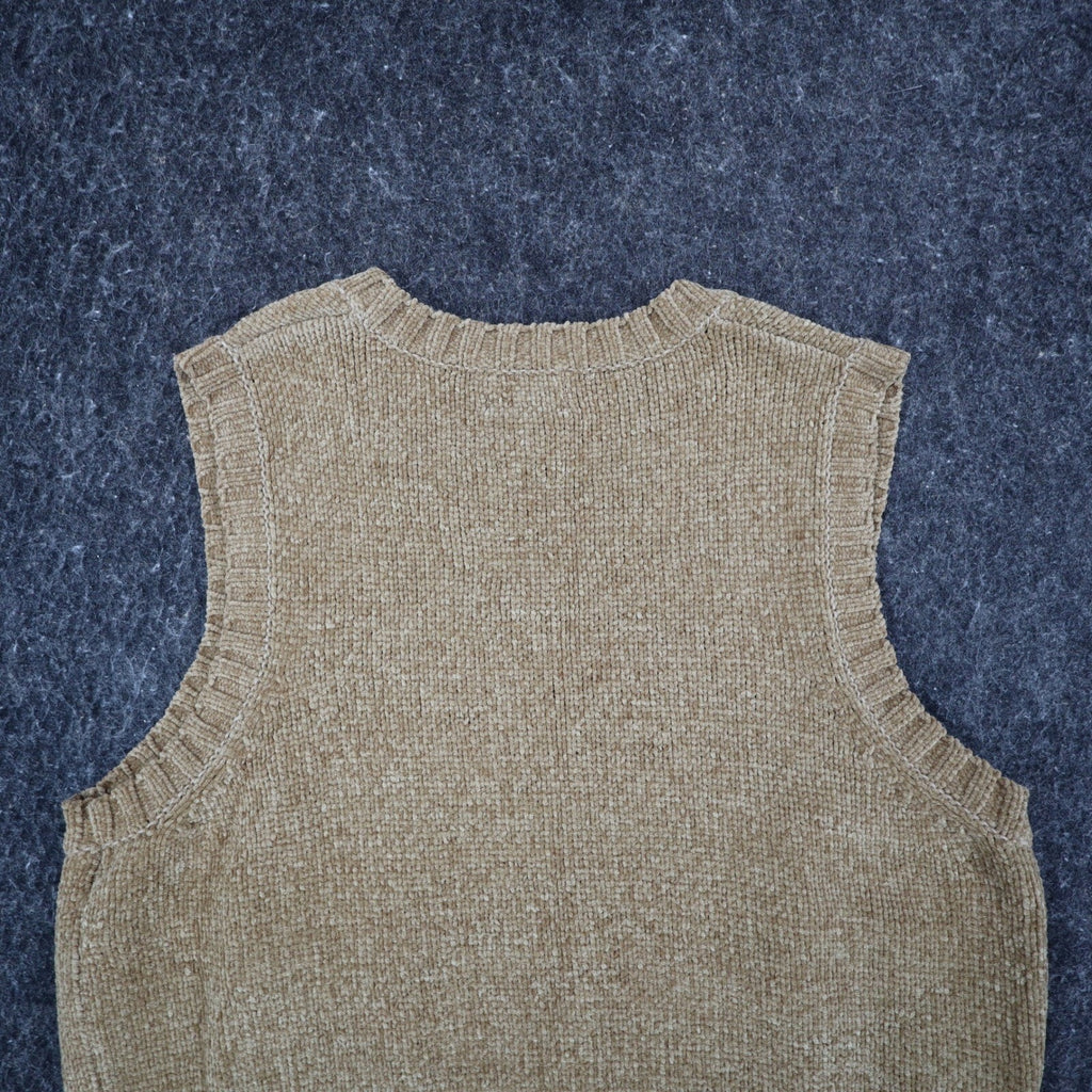 Nuggets Sweater Vest Small Vintage 90s Tan Acrylic V-Neck Ribbed Deadstock NWT
