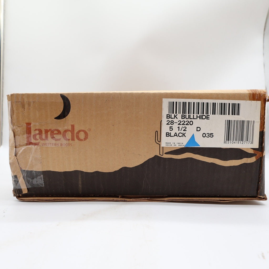 Laredo 28-2220 Black Bullhide Red Leather Cowboy Boots Kids 5.5D NWT