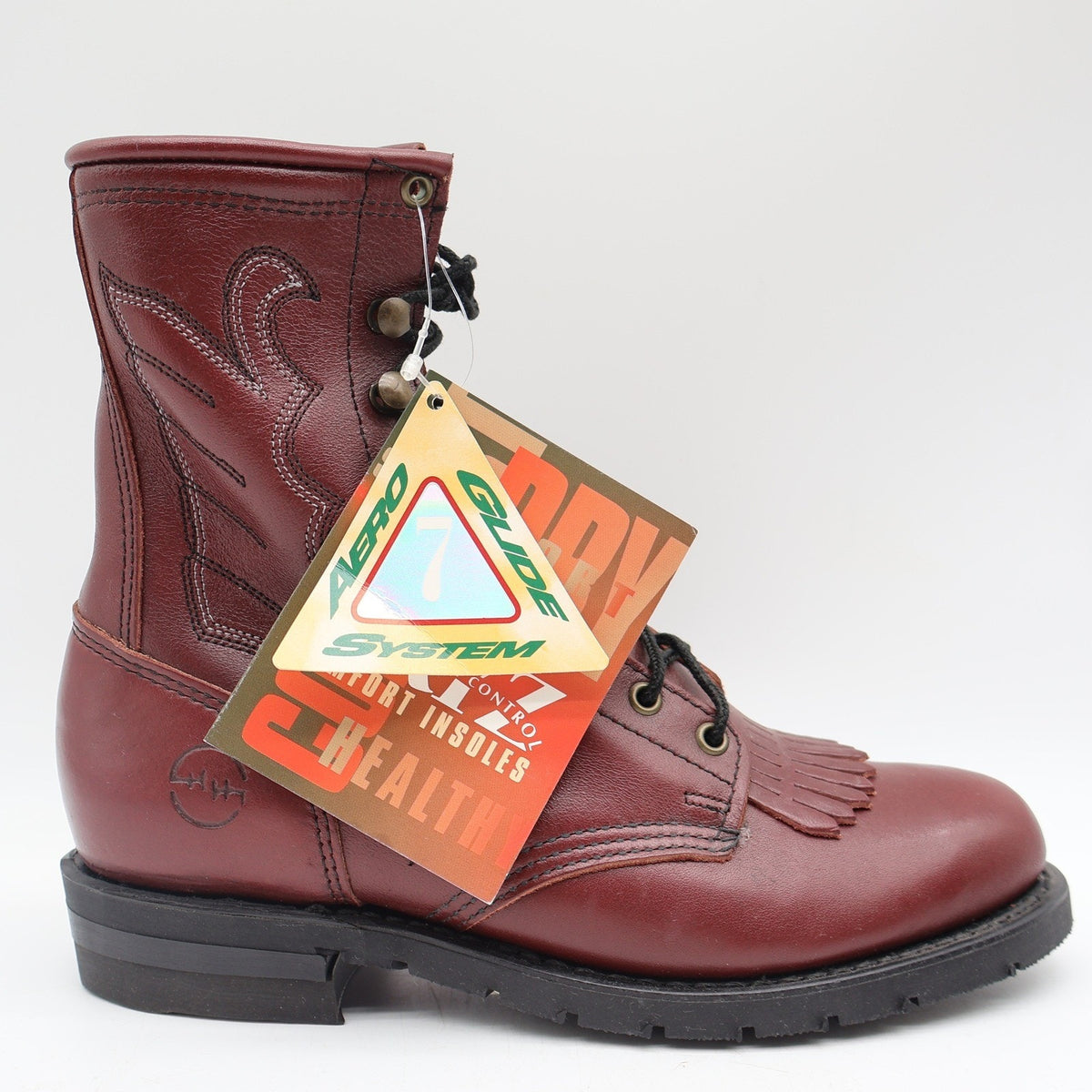 Double-H Boots Packer Boots 7 M Vintage Burgundy Leather Aero-Glide 7 USA 9313 - take2supply