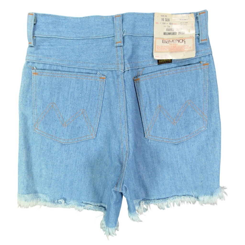 Maverick Vintage 70s Frayed Short Boys 16 Slim Blue Denim NWT Deadstock USA - take2supply