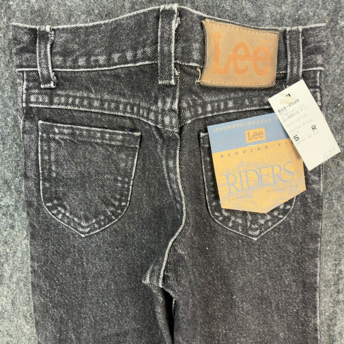 Vintage Lee Boys 5 Regular Riders Black Acid Wash Straight Leg Jeans NWT USA