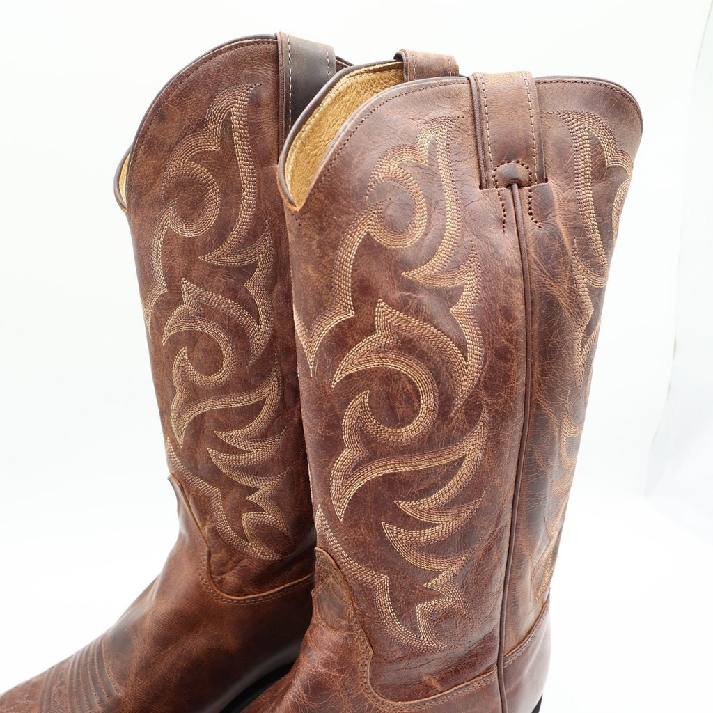 Justin 2704 Cowboy Boots Mens 10 EE Tan Distressed Vintage Goat Leather NWT