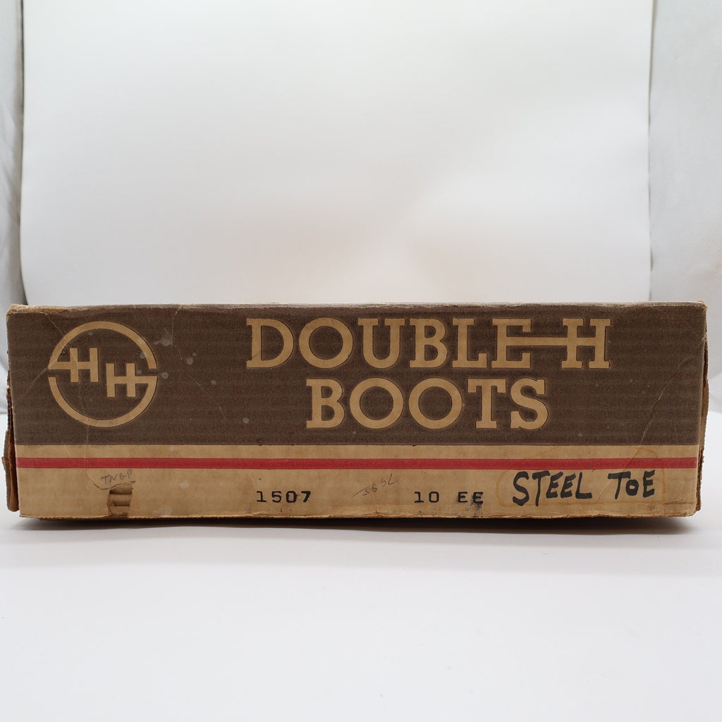 Vintage 80s Double-H 1507 Tan Leather Steel Toe Western Boots Men's 10 EE Wide NWT