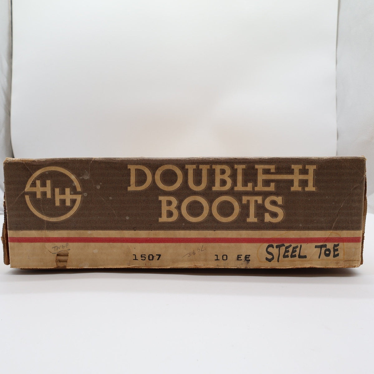 Vintage 80s Double-H 1507 Tan Leather Steel Toe Western Boots Men's 10 EE Wide NWT
