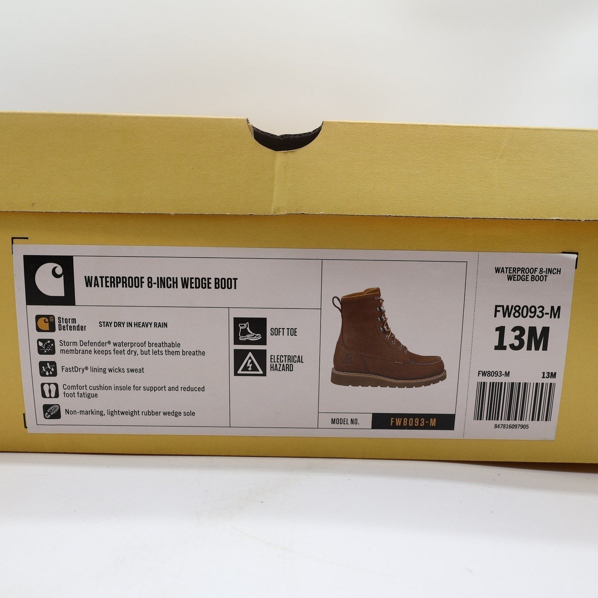 Carhartt 8-Inch Wedge Boot Mens 13 Brown Leather Soft Toe Waterproof New FW8093