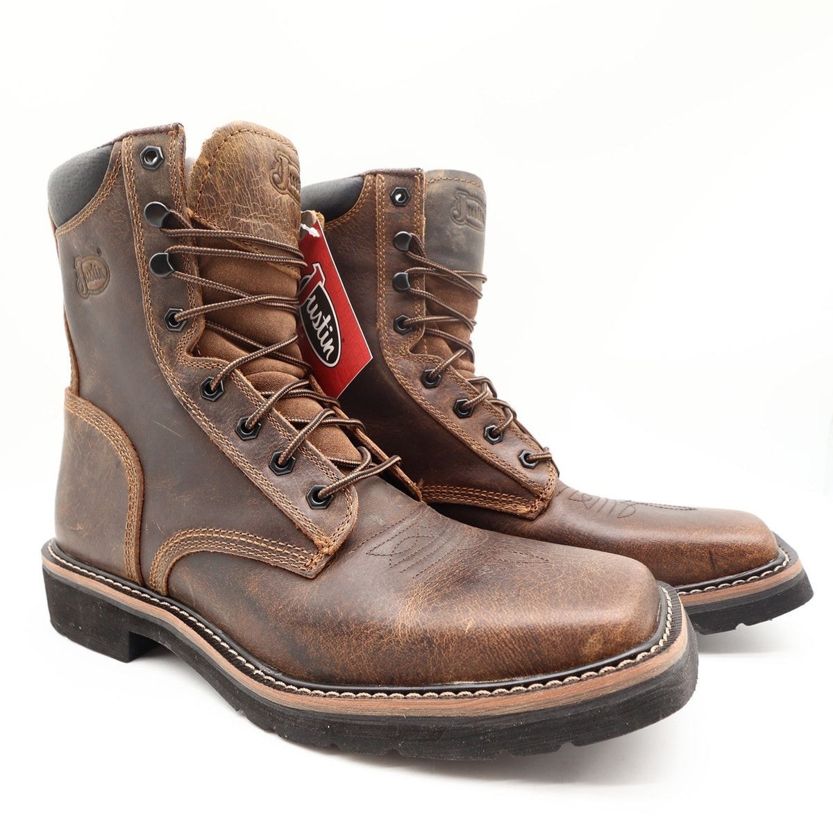 Justin Modern SE681 Work Boots Mens 12 D Brown Leather New With Tags - take2supply