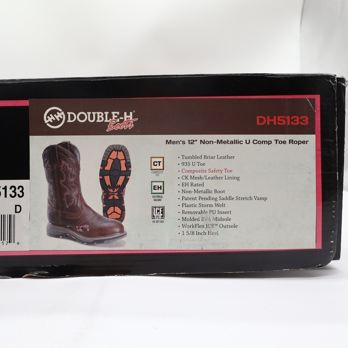 Double-H Roper Work Boots Mens 12 D Brown Leather Composite Toe DH5133 NWT Box